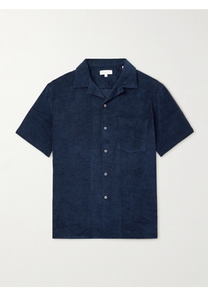 Richard James - Camp-Collar Cotton-Blend Terry Shirt - Men - Blue - S
