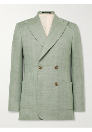 Richard James - Hepworth Double-Breasted Herringbone Linen and Wool-Blend Suit Jacket - Men - Green - UK/US 36