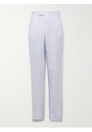 Favourbrook - Slim-Fit Herringbone Linen and Silk-Blend Suit Trousers - Men - Blue - UK/US 30
