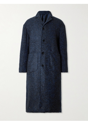 Kiton - Herringbone Virgin Wool, Cashmere and Silk-Blend Overcoat - Men - Blue - IT 48
