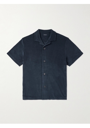 Paul Smith - Camp-Collar Logo-Appliquéd Cotton-Blend Terry Shirt - Men - Blue - S