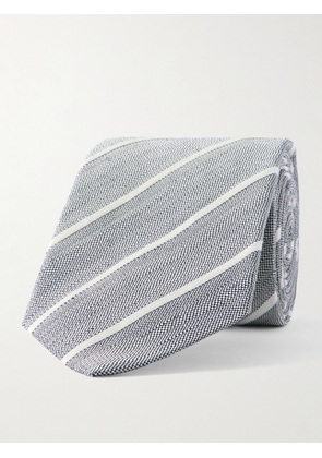 Richard James - Striped Silk and Linen-Blend Gabardine Neck Tie - Men - Gray