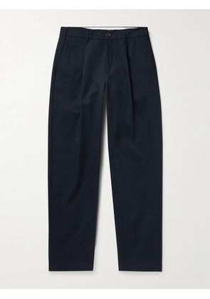 Richard James - Straight-Leg Pleated Cotton-Twill Trousers - Men - Blue - UK/US 30