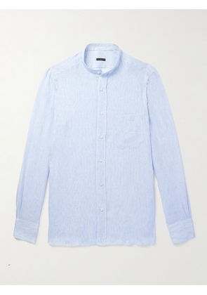 Rubinacci - Grandad-Collar Striped Linen Shirt - Men - Blue - XS