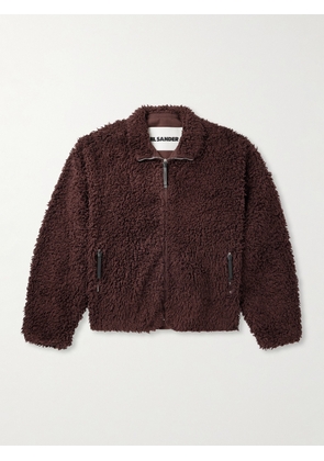 Jil Sander - Leather-Trimmed Cotton-Fleece Jacket - Men - Burgundy - S