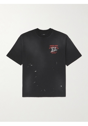 AMIRI - Bull Oversized Printed Distressed Cotton-Jersey T-Shirt - Men - Black - XS