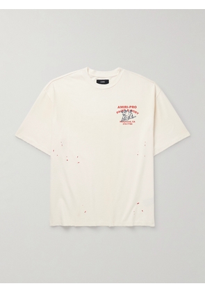 AMIRI - Bull Oversized Printed Distressed Cotton-Jersey T-Shirt - Men - Neutrals - XS