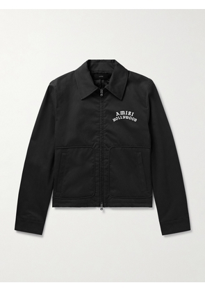 AMIRI - Logo-Flocked Cotton-Blend Blouson Jacket - Men - Black - IT 46