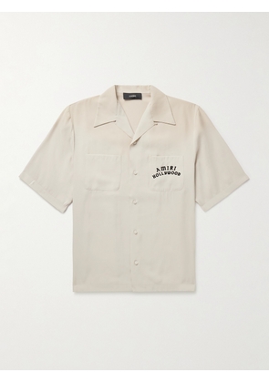 AMIRI - Convertible-Collar Logo-Flocked Modal-Blend Shirt - Men - Neutrals - XS