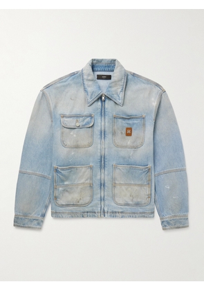AMIRI - Logo-Appliquéd Distressed Denim Jacket - Men - Blue - S