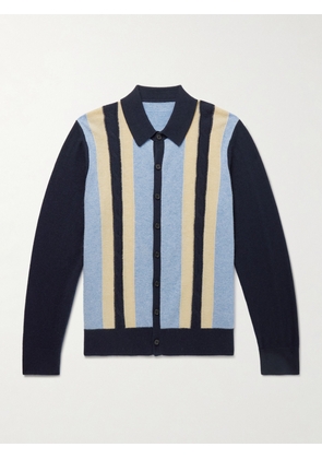 GUEST IN RESIDENCE - Cable Plaza Striped Cashmere Shirt - Men - Blue - XS