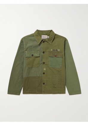Polo Ralph Lauren - Panelled Distressed Embroidered Cotton Overshirt - Men - Green - S
