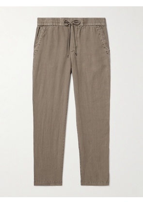 James Perse - Straight-Leg Garment-Dyed Linen Drawstring Trousers - Men - Brown - 1