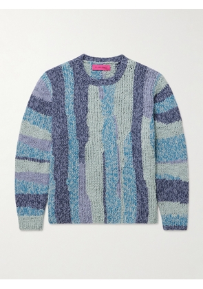 The Elder Statesman - Striped Crocheted Organic Cotton Sweater - Men - Blue - XS/S