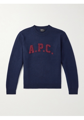 A.P.C. - Jay Logo-Appliquéd Wool Sweater - Men - Blue - XS