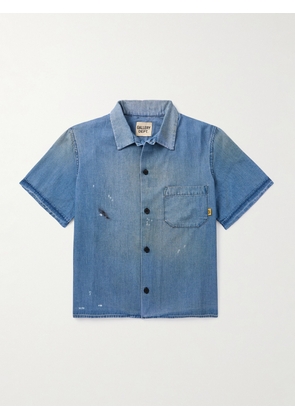 Gallery Dept. - Bartz Paint-Splattered Embroidered Cotton-Chambray Shirt - Men - Blue - S
