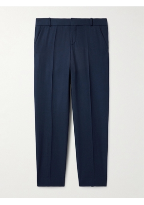 Balmain - Straight-Leg Cropped Grain De Poudre Wool Trousers - Men - Blue - IT 46