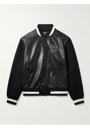 Balmain - Logo-Appliquéd Leather and Wool Varsity Jacket - Men - Black - IT 44
