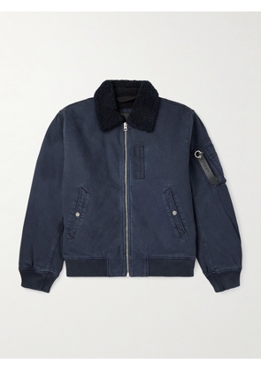 Rag & Bone - Fleece-Trimmed Denim Bomber Jacket - Men - Gray - S