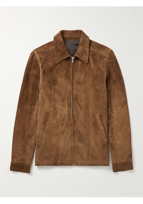Rick Owens - Brad Webbing-Trimmed Suede Bomber Jacket - Men - Brown - IT 46