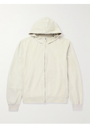 Brunello Cucinelli - Suede Hooded Bomber Jacket - Men - Neutrals - XS