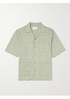 NN07 - Ben 5026 Camp-Collar Embroidered Lyocell Shirt - Men - Green - S