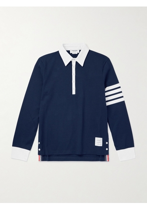 Thom Browne - Logo-Appliquéd Striped Cotton-Jersey Polo Shirt - Men - Blue - 1