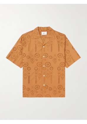 NN07 - Ben 5392 Camp-Collar Broderie Anglaise Cotton Shirt - Men - Orange - S