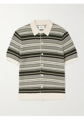 NN07 - Nolan 6686 Striped Textured-Knit Organic Cotton Cardigan - Men - Green - S