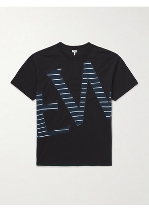 LOEWE - Logo-Appliquéd Striped Cotton-Jersey T-Shirt - Men - Black - XS