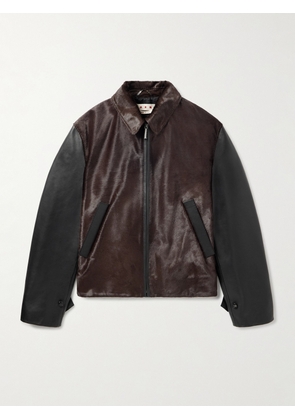 Marni - Leather-Trimmed Calf Hair Jacket - Men - Black - IT 48