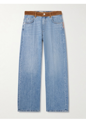 Marni - Slawn and Soldier Straight-Leg Appliquéd Cotton Velvet-Trimmed Jeans - Men - Blue - UK/US 30