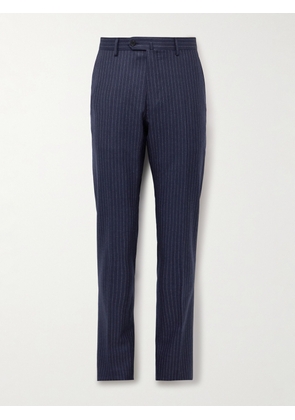 Caruso - Slim-Fit Pinstriped Wool Suit Trousers - Men - Blue - IT 46