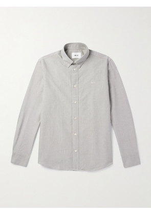 NN07 - Colby 5910 Button-Down Collar Logo-Embroidered Organic Cotton Shirt - Men - Green - S