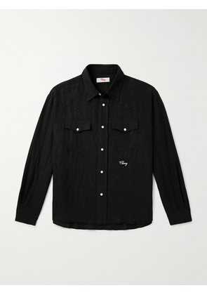 Cherry Los Angeles - Logo-Embroidered Linen Shirt - Men - Black - S