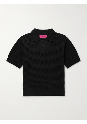 The Elder Statesman - Nora Lite Waffle-Knit Cotton Polo Shirt - Men - Black - S