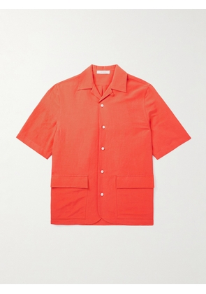 UMIT BENAN - Cuban Convertible-Collar Linen and Silk-Blend Shirt - Men - Orange - IT 46