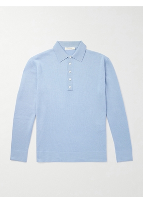 UMIT BENAN - Sunset Slim-Fit Cashmere and Silk-Blend Polo Shirt - Men - Blue - S