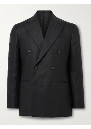 J. Mueser - Waverly Slim-Fit Double-Breasted Linen Suit Jacket - Men - Black - IT 46