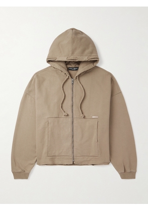 Dolce&Gabbana - Oversized Logo-Appliquéd Cotton-Jersey Zip-Up Hoodie - Men - Brown - S