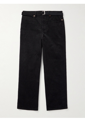 Sacai - Straight-Leg Belted Cotton-Blend Corduroy Trousers - Men - Black - 1