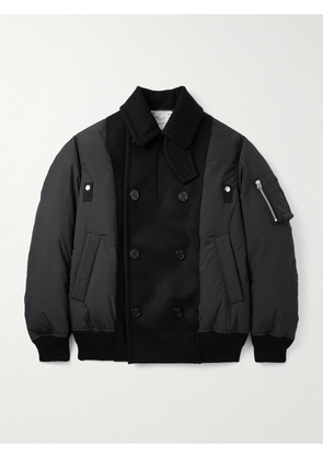 Sacai - Double-Breasted Wool and Ripstop Down Bomber Jacket - Men - Black - 1
