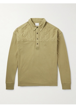 MARANT - Kian Logo-Embroidered Quilted Poplin-Panelled Cotton-Jersey Polo Shirt - Men - Green - XS