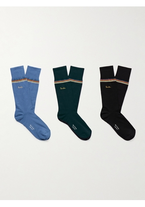 Paul Smith - Three-Pack Striped Cotton-Blend Socks - Men - Multi