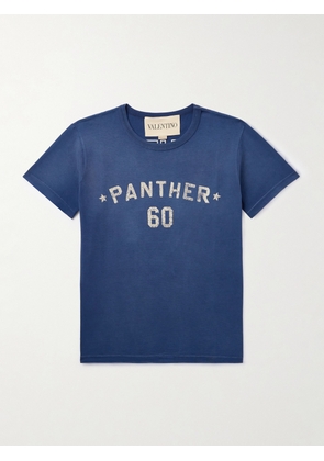 Valentino Garavani - Chez Valentino Logo-Appliquéd Printed Cotton-Jersey T-Shirt - Men - Blue - XS