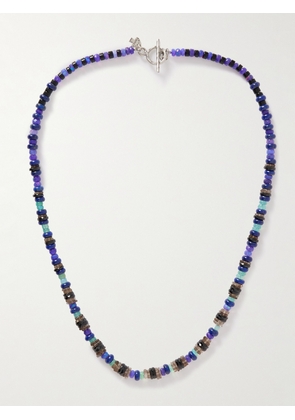 Peyote Bird - Sitka Sterling Silver Multi-Stone Beaded Bracelet - Men - Blue