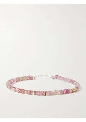 Peyote Bird - Virgo 14-Karat Gold-Plated Silver Sapphire Beaded Bracelet - Men - Pink