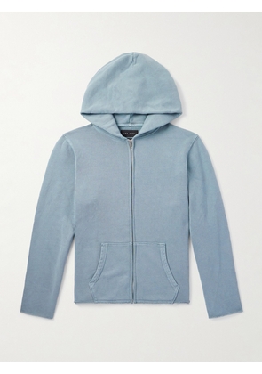 Les Tien - Garment-Dyed Distressed Cotton-Jersey Zip-Up Hoodie - Men - Blue - S