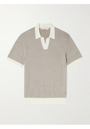Orlebar Brown - Horton Slim-Fit Merino Wool and Cotton-Blend Polo Shirt - Men - Brown - S