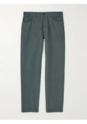 Mr P. - Straight-Leg Organic Cotton-Moleskin Trousers - Men - Green - 28